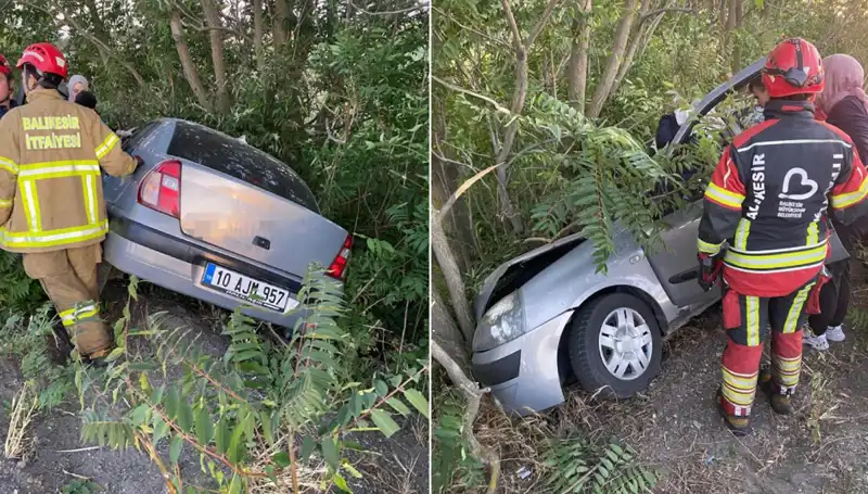 Balıkesir'de Otomobilin Şarampole Yuvarlanması Sonucu İki Yaralı